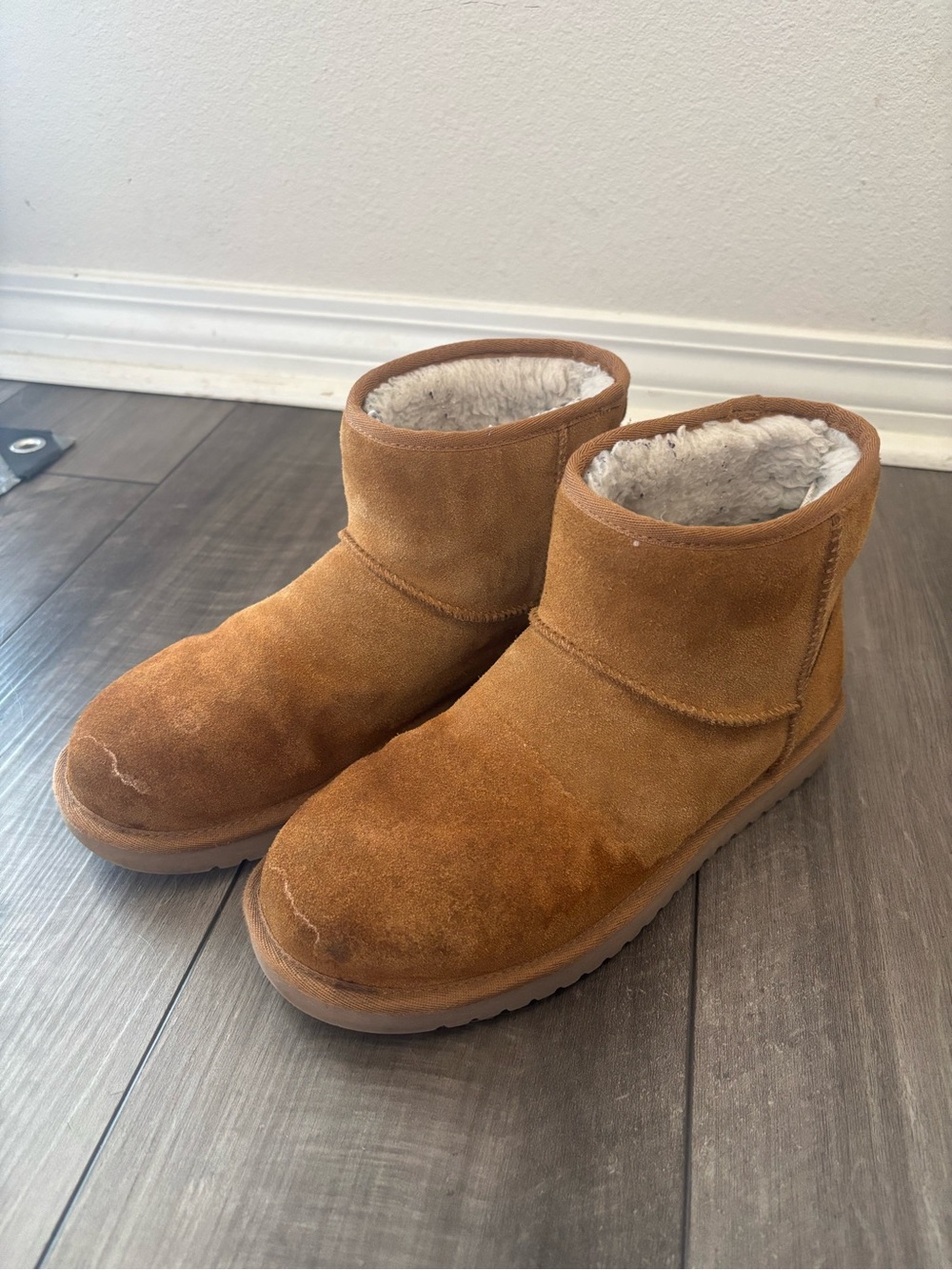Koolaburra Chestnut Suede Shearling-Lined Ankle Boots